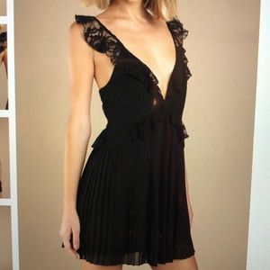 Just us two black pleated skater dress